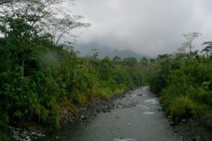 Overcast evening looking toward the volcano; the mist lifted and