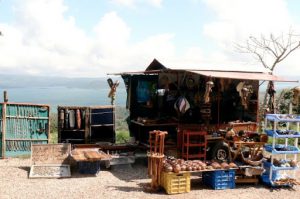 Souvenir stall overlooking Lake Arenal