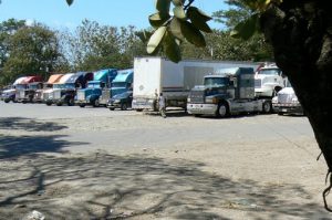 Trucks wait for days to cross the border