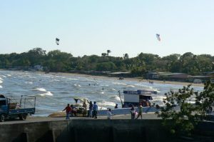 Para-sailing along the lake front