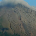 Close-up of deep ravines in the volcano