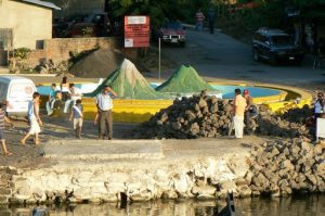 Model of the island at the port