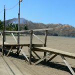 Make shift board walk for high tide