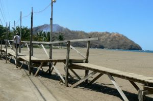 Make shift board walk for high tide