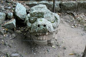 Carved stone head