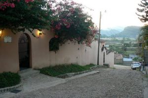 Entry gate to La Casa de Cafe B&B in Copan