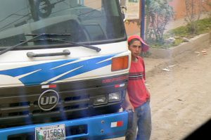 Driver waiting for his truck to be loaded