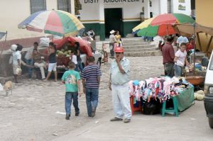 Morning market being set up