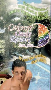 Brochure for gay-owned Colours Oasis Resort (San Jose, Costa Rica)