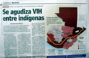 Newspaper story and map of HIV in Guatemala