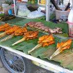 Tasty street food--splayed chicken on a stick