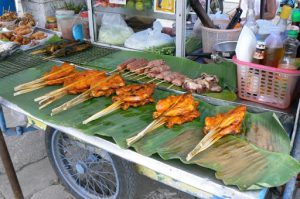 Tasty street food--splayed chicken on a stick