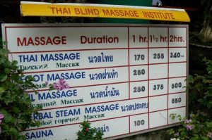 Jomthien Beach massage parlor, given by blind people (one hour