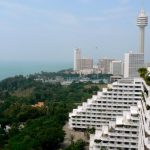 Overview of Jomthien condo towers along the coast.