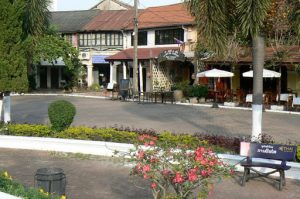 Cafes by Nam Phou fountain in cenrtal Vientiane