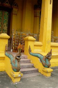 Temple naga serpents guarding against evil spirits
