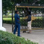 Painting entry gate to former presidential mansion