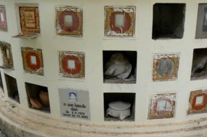 Wall columbarium for deceased person's ashes