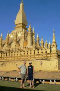 Richard and Michael at Pha That Luang national monument in