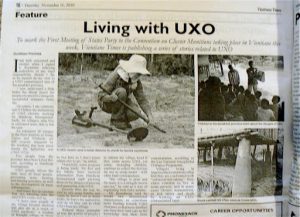 Vientiane newspaper story about land mines
