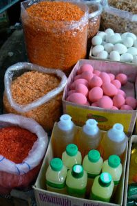 Colorful food goods for sale