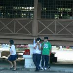 Students hang out in Tung and Kim Park after