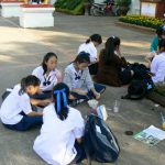 Students having a snack after school in Tung and Kim