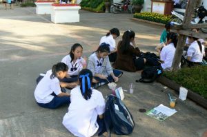 Students having a snack after school in Tung and Kim