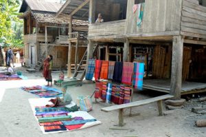 Houses and weavings in the village