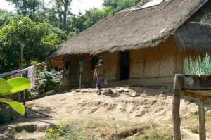 A large thatch house is home to multi-generational families