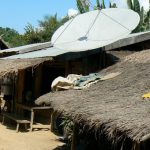 Some villages have satellite TV powered by car batteries