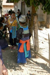 Colorful native costumes are usually worn by older women