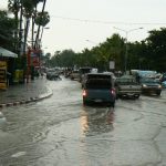 Flooding after a heavy rain in Jomthien