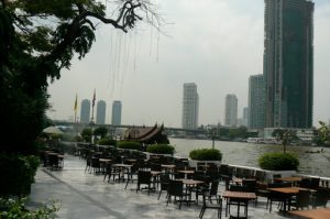 Chau Phraya River runs through Bangkok; view from the Heritage