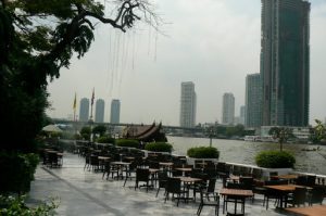 Chau Phraya River runs through Bangkok; view from the Heritage