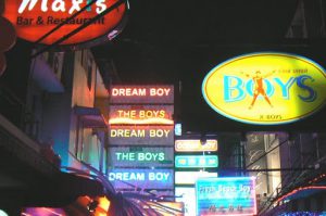 Cafes and bars in the gay area of Silom soi