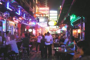 Cafes and bars in the gay area of Silom soi