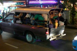 Crowded taxi truck