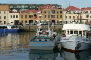 Central Hobart - harborfront with old warehouses and trendy condos