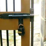 Close-up of a jail cell door.