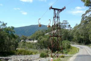 Old mining town cable cars for ore