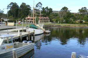 Strahan town along the Macquarie Harbor on the west coast