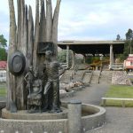 Mining monument in Queenstown. In the 1900s alluvial gold was