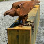 Metal eagle at entry to the Wall in the Wilderness