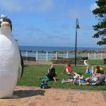 The cement penguin was made in 1975 to commemorate the