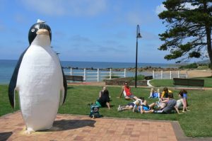 The cement penguin was made in 1975 to commemorate the