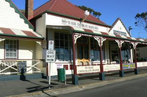 Shops along the main street in Stanley