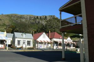 Shops along main street in Stanley