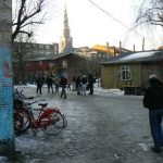 An unusual cobblestone street in Christiania  with the 'Vor