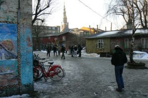 An unusual cobblestone street in Christiania  with the 'Vor